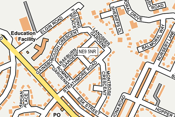 NE9 5NR map - OS OpenMap – Local (Ordnance Survey)