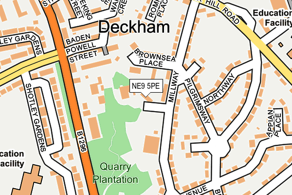 NE9 5PE map - OS OpenMap – Local (Ordnance Survey)