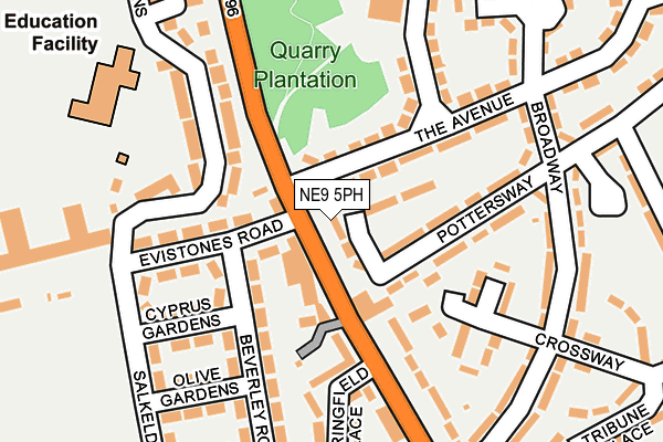 NE9 5PH map - OS OpenMap – Local (Ordnance Survey)