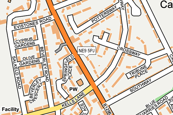 NE9 5PJ map - OS OpenMap – Local (Ordnance Survey)