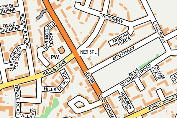 NE9 5PL map - OS OpenMap – Local (Ordnance Survey)