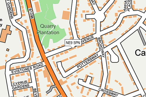 NE9 5PN map - OS OpenMap – Local (Ordnance Survey)