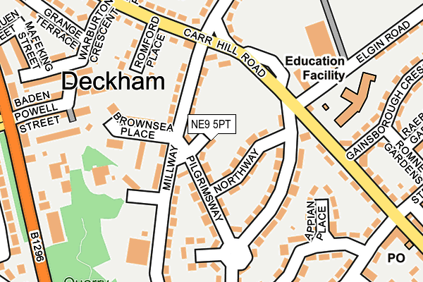 NE9 5PT map - OS OpenMap – Local (Ordnance Survey)