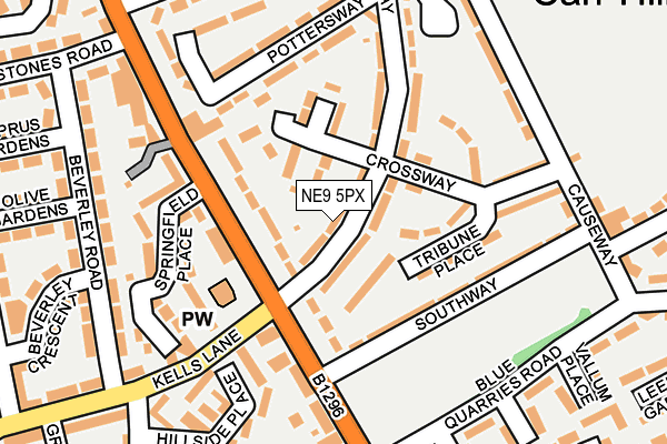 NE9 5PX map - OS OpenMap – Local (Ordnance Survey)