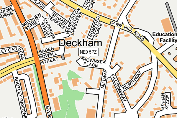 NE9 5PZ map - OS OpenMap – Local (Ordnance Survey)