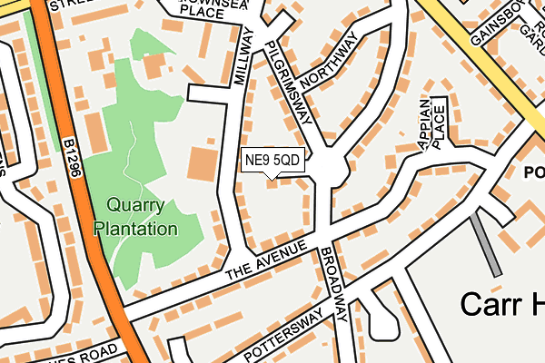 NE9 5QD map - OS OpenMap – Local (Ordnance Survey)