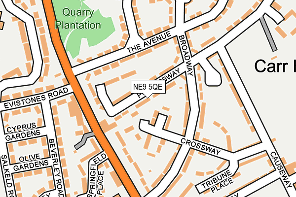 NE9 5QE map - OS OpenMap – Local (Ordnance Survey)