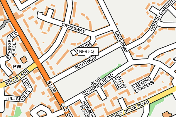 NE9 5QT map - OS OpenMap – Local (Ordnance Survey)