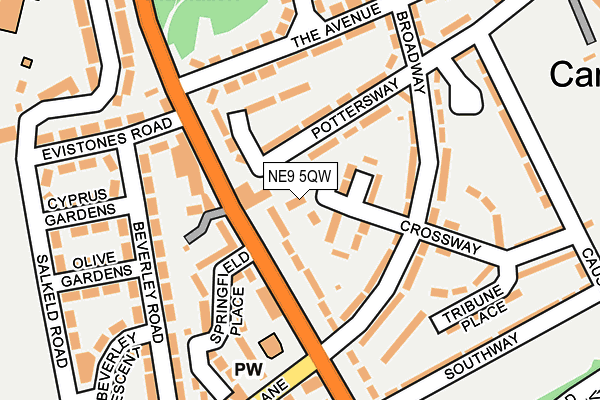 NE9 5QW map - OS OpenMap – Local (Ordnance Survey)
