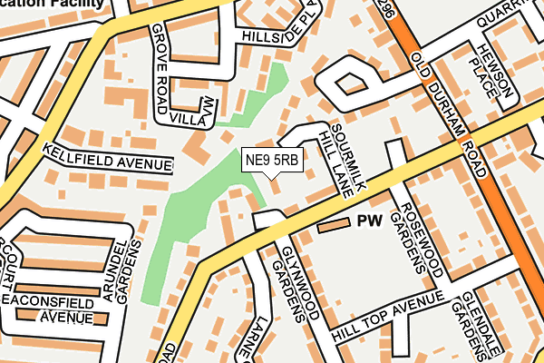 NE9 5RB map - OS OpenMap – Local (Ordnance Survey)
