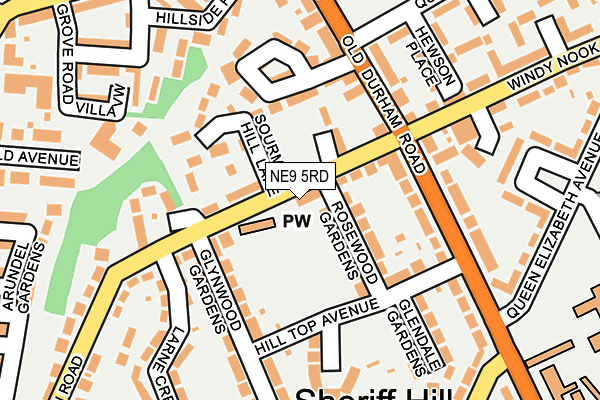 NE9 5RD map - OS OpenMap – Local (Ordnance Survey)