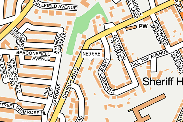 NE9 5RE map - OS OpenMap – Local (Ordnance Survey)