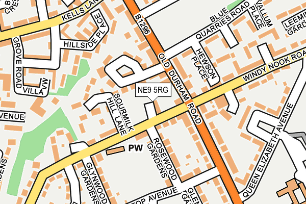 NE9 5RG map - OS OpenMap – Local (Ordnance Survey)