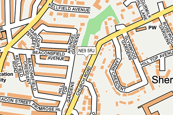 NE9 5RJ map - OS OpenMap – Local (Ordnance Survey)