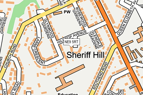 NE9 5RT map - OS OpenMap – Local (Ordnance Survey)