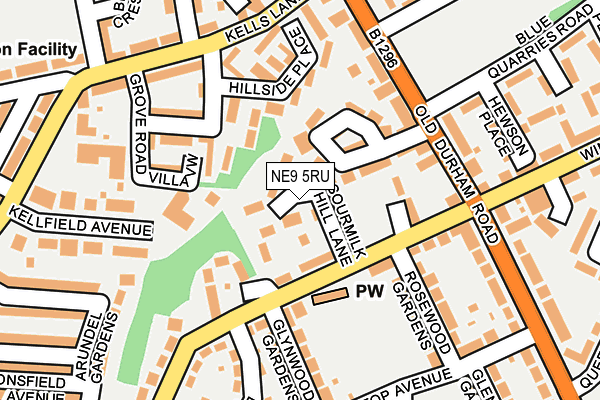 NE9 5RU map - OS OpenMap – Local (Ordnance Survey)