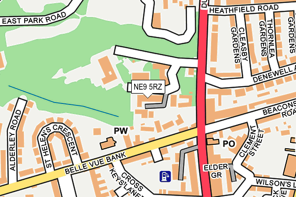 NE9 5RZ map - OS OpenMap – Local (Ordnance Survey)