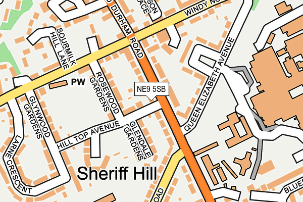 NE9 5SB map - OS OpenMap – Local (Ordnance Survey)