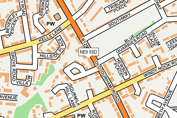 NE9 5SD map - OS OpenMap – Local (Ordnance Survey)