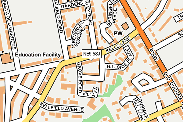 NE9 5SJ map - OS OpenMap – Local (Ordnance Survey)