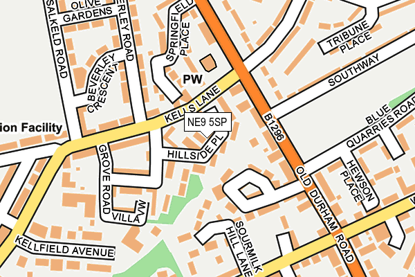 NE9 5SP map - OS OpenMap – Local (Ordnance Survey)