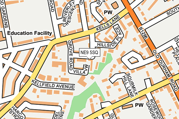 NE9 5SQ map - OS OpenMap – Local (Ordnance Survey)