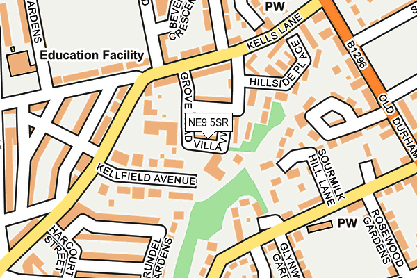 NE9 5SR map - OS OpenMap – Local (Ordnance Survey)