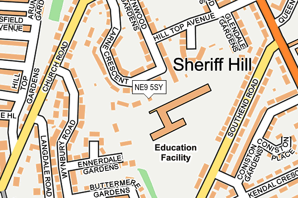 NE9 5SY map - OS OpenMap – Local (Ordnance Survey)