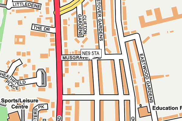 NE9 5TA map - OS OpenMap – Local (Ordnance Survey)