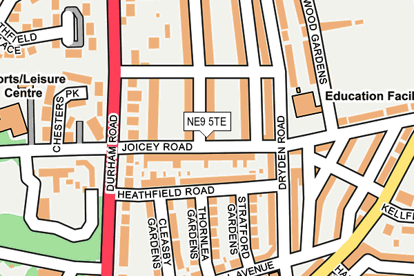 NE9 5TE map - OS OpenMap – Local (Ordnance Survey)