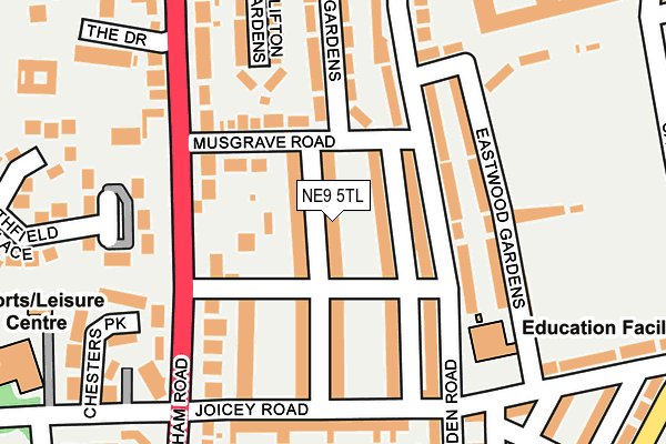 NE9 5TL map - OS OpenMap – Local (Ordnance Survey)
