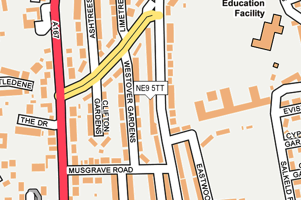 NE9 5TT map - OS OpenMap – Local (Ordnance Survey)