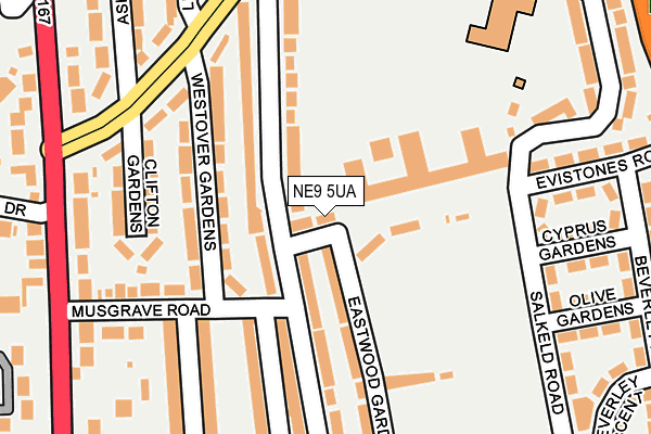 NE9 5UA map - OS OpenMap – Local (Ordnance Survey)