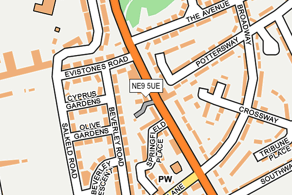 NE9 5UE map - OS OpenMap – Local (Ordnance Survey)