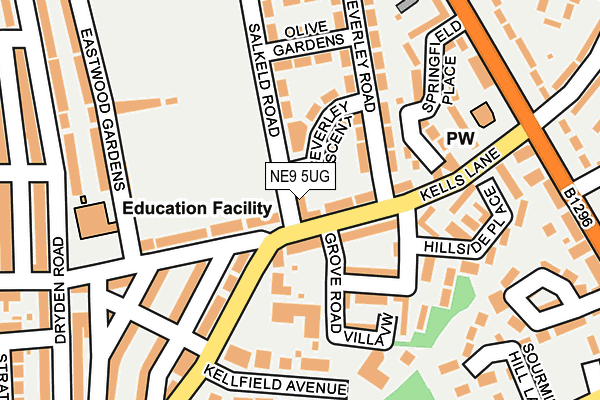 NE9 5UG map - OS OpenMap – Local (Ordnance Survey)