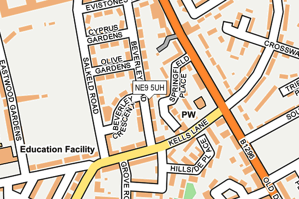 NE9 5UH map - OS OpenMap – Local (Ordnance Survey)