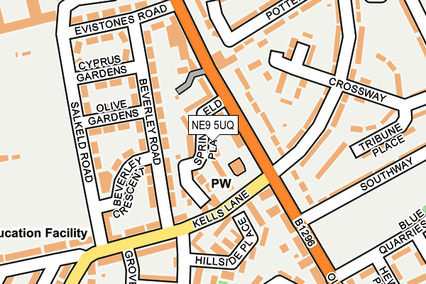 NE9 5UQ map - OS OpenMap – Local (Ordnance Survey)