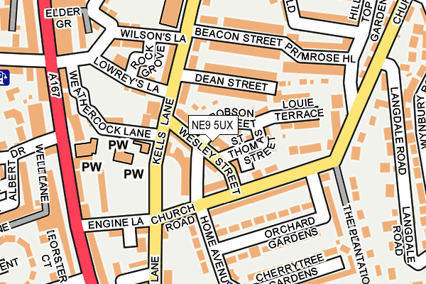 NE9 5UX map - OS OpenMap – Local (Ordnance Survey)