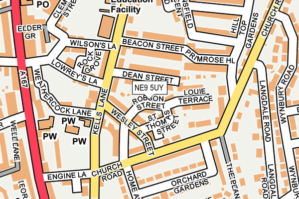 NE9 5UY map - OS OpenMap – Local (Ordnance Survey)