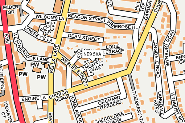 NE9 5XA map - OS OpenMap – Local (Ordnance Survey)