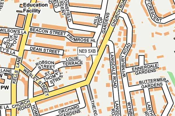 NE9 5XB map - OS OpenMap – Local (Ordnance Survey)