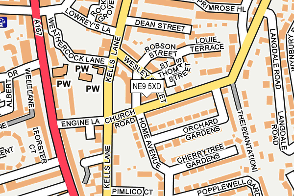 NE9 5XD map - OS OpenMap – Local (Ordnance Survey)