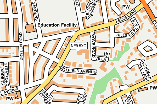 NE9 5XG map - OS OpenMap – Local (Ordnance Survey)