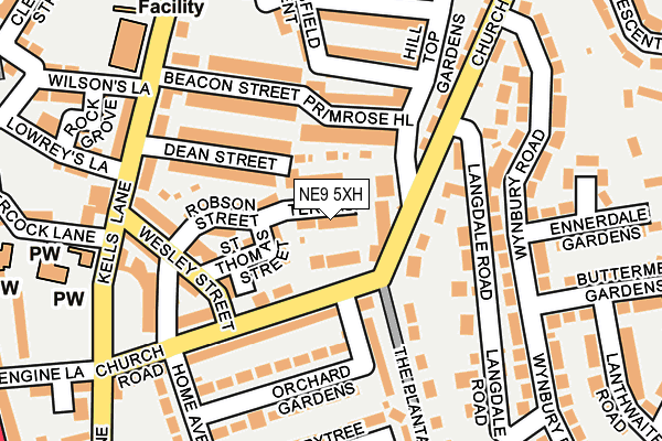 NE9 5XH map - OS OpenMap – Local (Ordnance Survey)