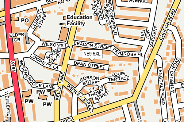 NE9 5XL map - OS OpenMap – Local (Ordnance Survey)