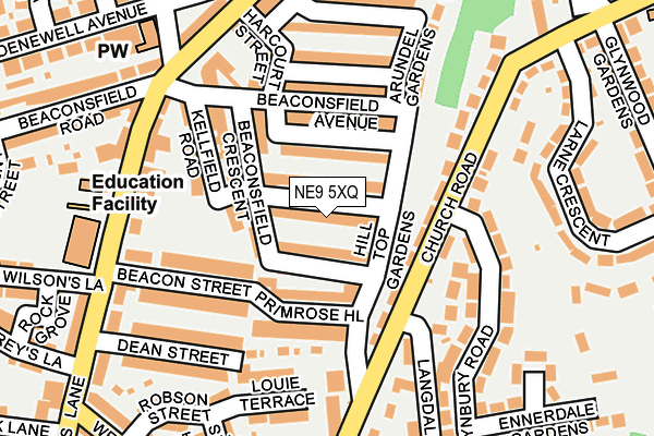 NE9 5XQ map - OS OpenMap – Local (Ordnance Survey)