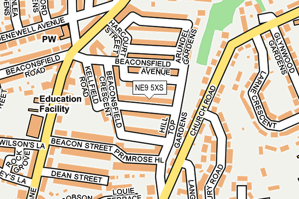NE9 5XS map - OS OpenMap – Local (Ordnance Survey)