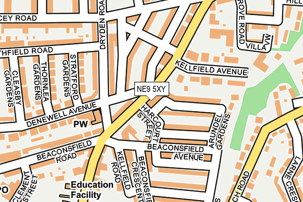 NE9 5XY map - OS OpenMap – Local (Ordnance Survey)