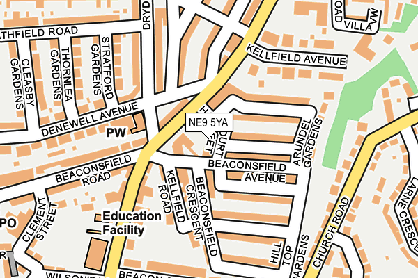 NE9 5YA map - OS OpenMap – Local (Ordnance Survey)