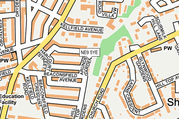 NE9 5YE map - OS OpenMap – Local (Ordnance Survey)